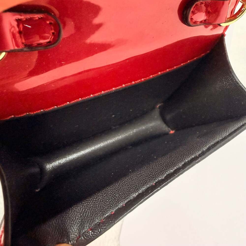 NEW Coach Red Patent Leather Signature Chain Crossbody Wallet - Picture 7 of 8